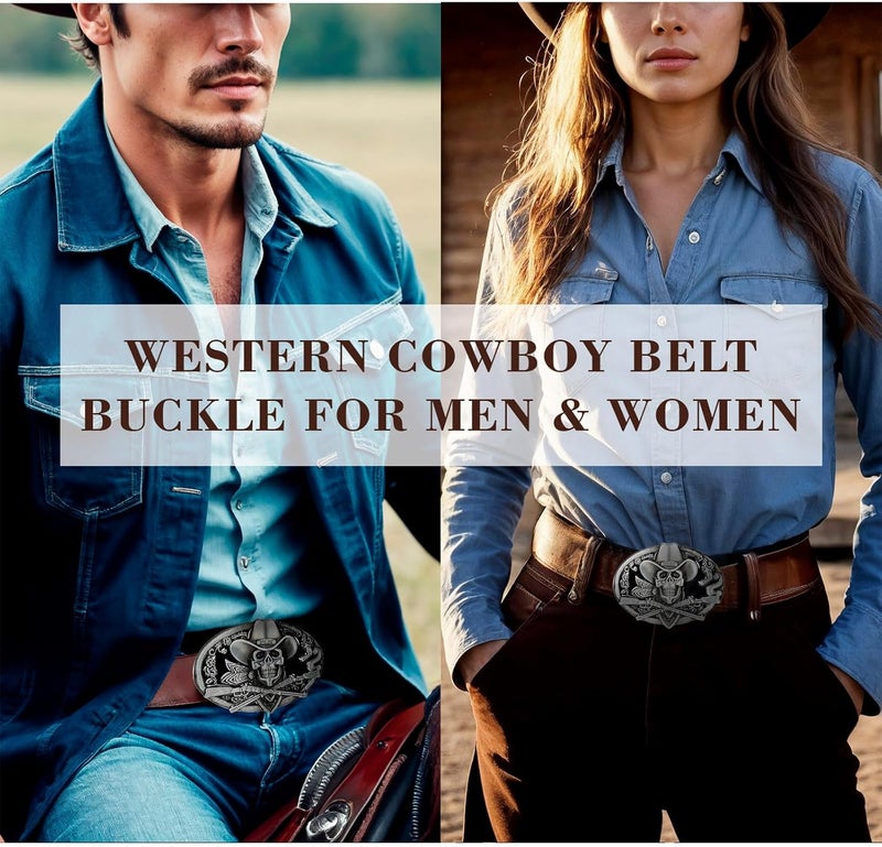 YOQUCOL Ghost Skeleton Skull Belt Buckle for Men American Native Western Cowboy Belt Buckle - Image 4